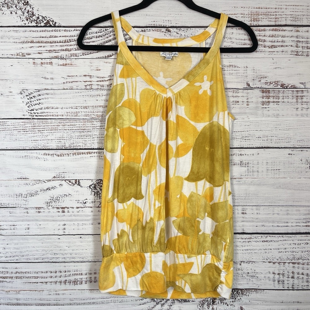 Y2K American Eagle Blouson Tank Top Size M Yellow Floral 2000s Mall Emo Scene